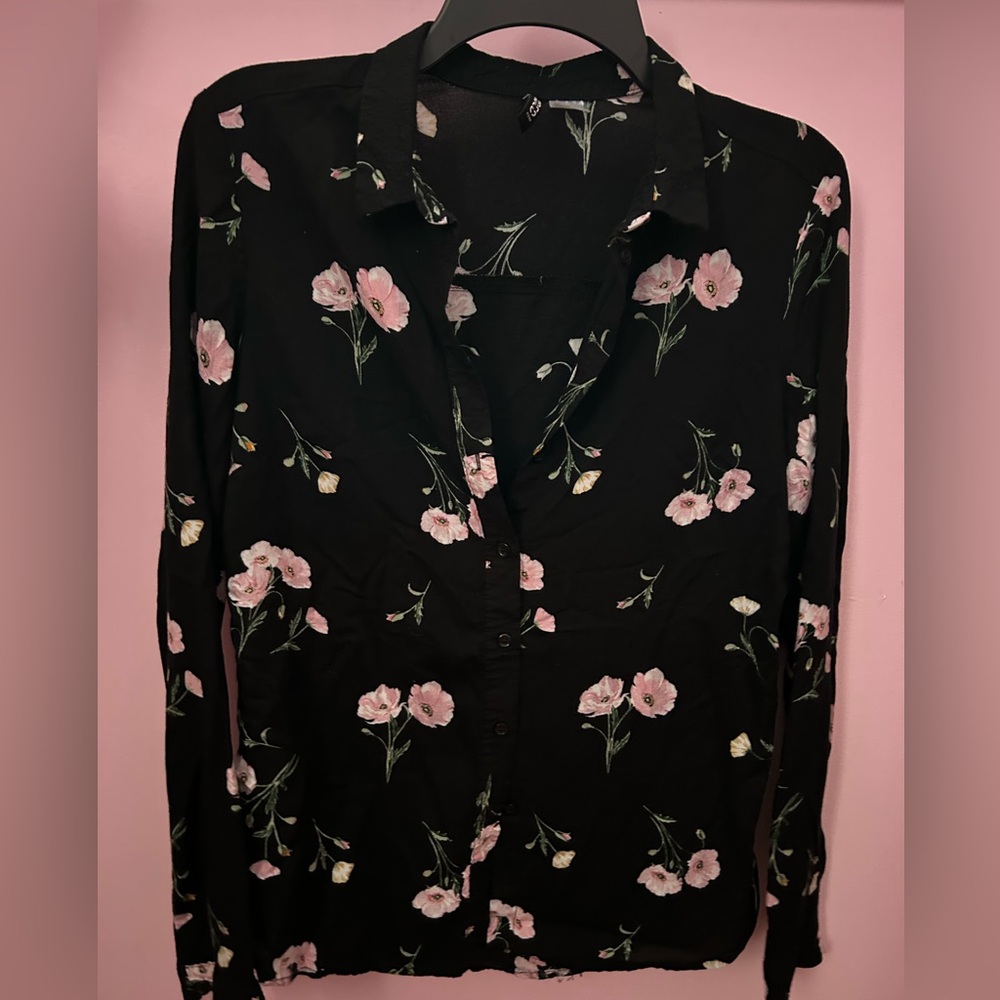 Floral Black Blouse